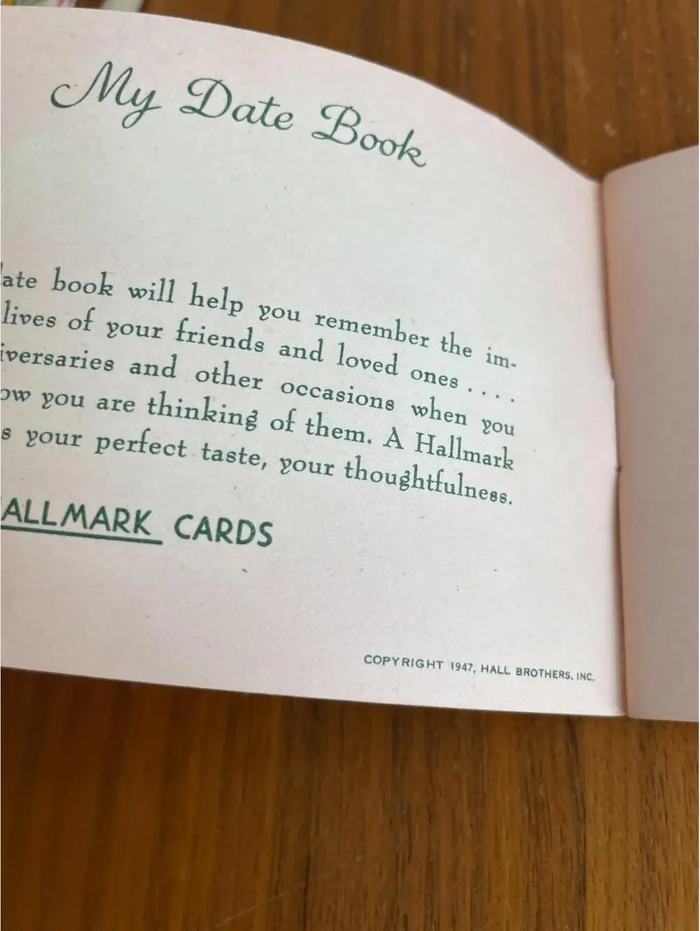 My Date Book Hallmark Vintage Hallmark Date Book 1948 Purse Calendar Unused